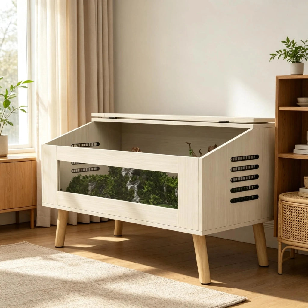 Terrario in vetro per rettili e serpenti, 140L, con vetri temperati e coperchio (solo 1 gabbia per rettili inclusa)