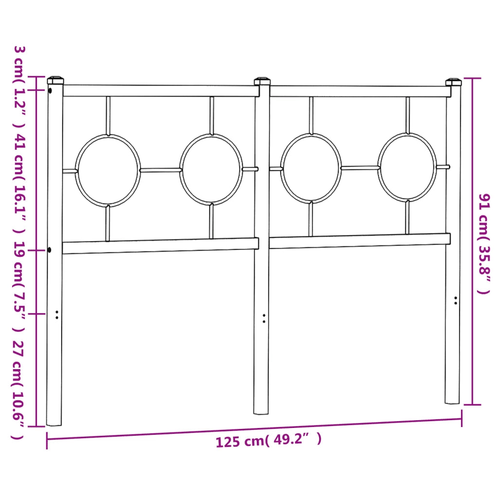 Testiera di Ricambio in Metallo Nero 120 cm 376257
