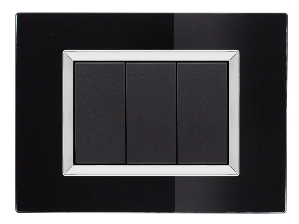 Placca Delux Vetro 503 3M Nero Compatibile con Vimar Arke'