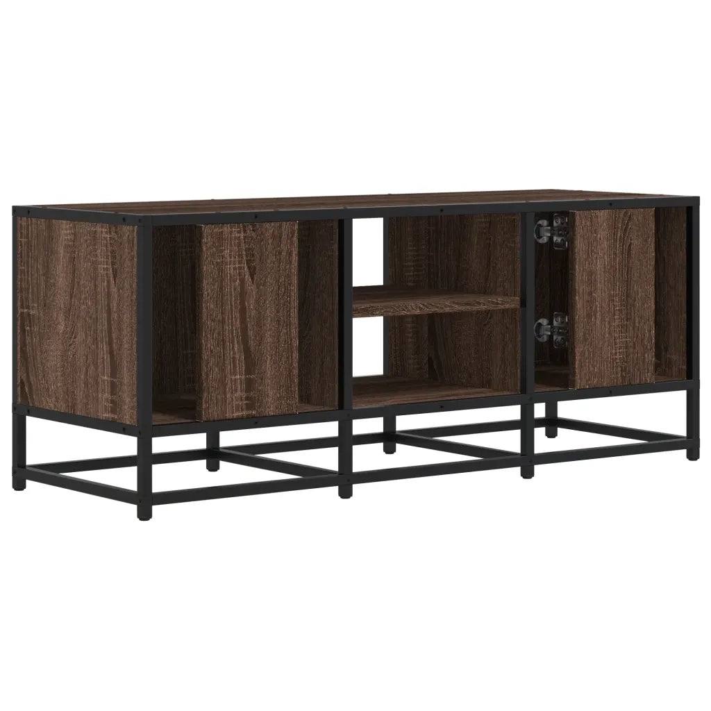 Mobile TV Rovere Marrone 100x35x41 cm Legno Multistrato Metallo 848838