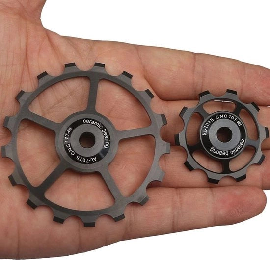Accessori per bicicletta - Derailleur posteriore per bicicletta da corsa - Carrello ceramico - Leggero - Accessori per bicicletta - Sostenibilità - Adatto per biciclette da corsa - Codice prodotto: Jockey Wiel MTB - Modello: MTB Racefiets Achterderailleur