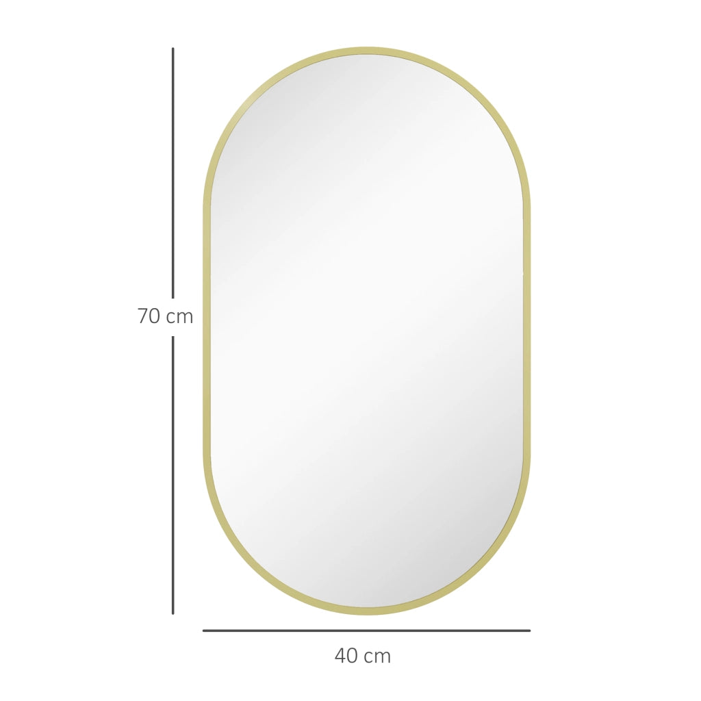 Specchio Ovale da Parete ¨C Xylo ¨C Cornice Alluminio Dorato 40x70cm