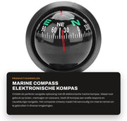 Compasso Elettronico Portatile - Regolabile - Navigazione per Barche e Auto - Compatta - Nero