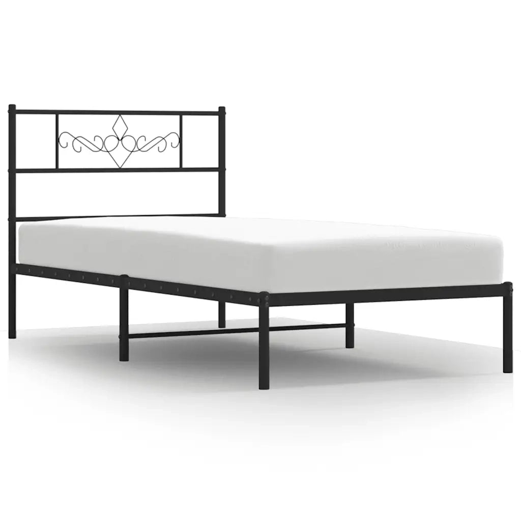 Giroletto con Testiera Metallo Nero 100x200 cm 355262