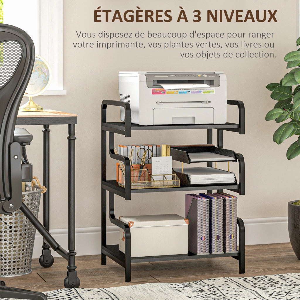 Libreria a 3 livelli in metallo ¨C zephmum ¨C Nero 55x40x77 cm
