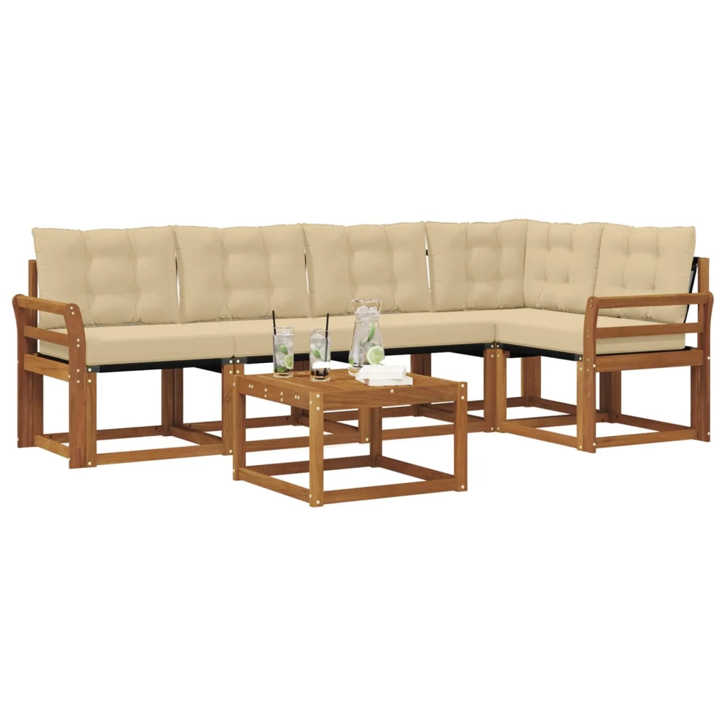 Set di divani da esterno con cuscino 6 pcs Naturale e Beige 3368692