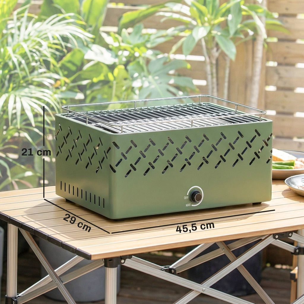 Barbecue a Carbone con Ventilatore ¨C Minimal ¨C Verde 45.5x29x21 cm