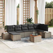 Set Divano da Giardino con cuscino 8 pcs Grigio polyrattan