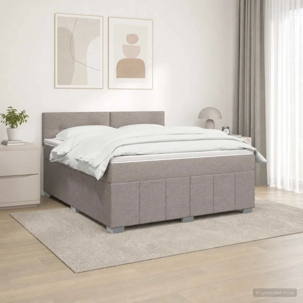 Letto box spring con materasso Tortora 140 x 200 cm Tessuto 3451231