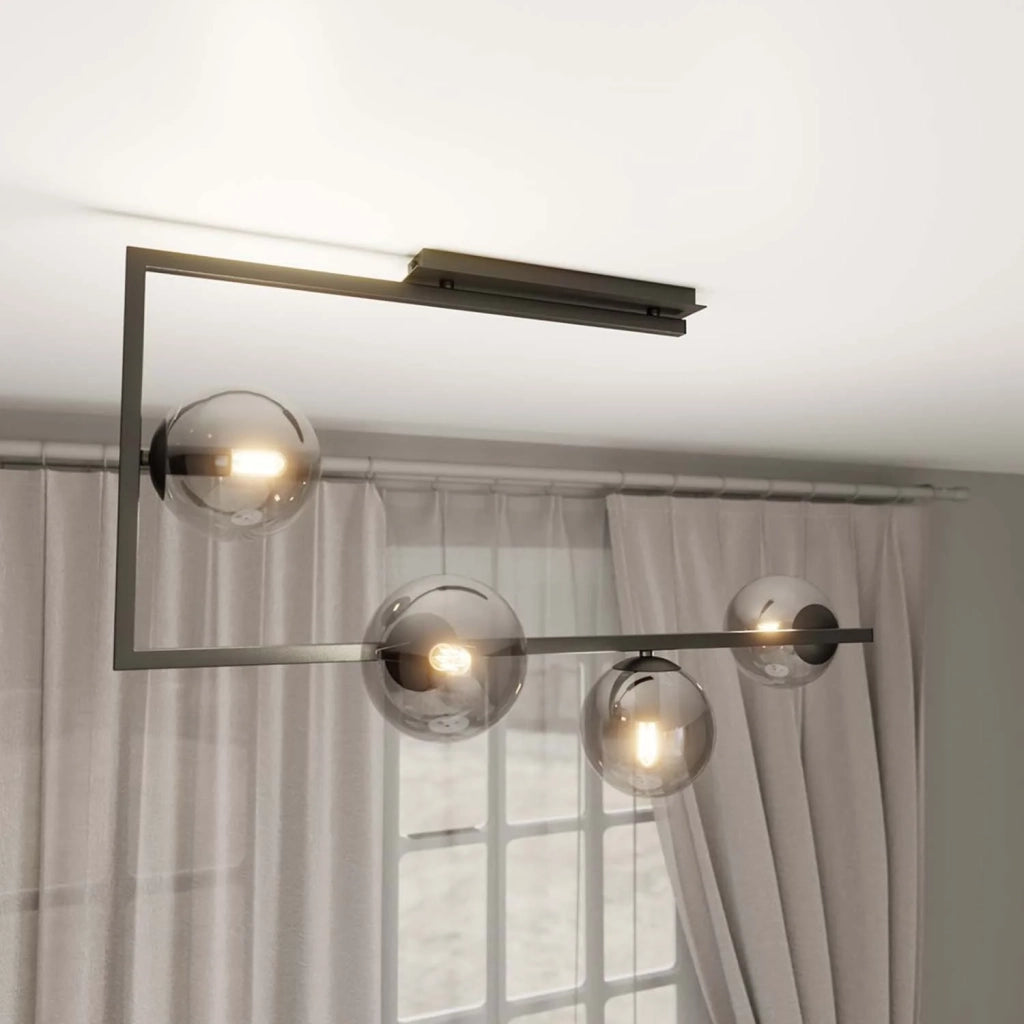 Plafoniera Minimal Nanna Acciaio Nero 4 Luci E14 Ip20