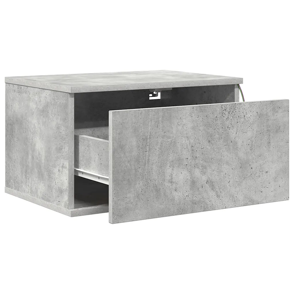 Comodini a Parete con Luci LED 2 pz Grigio Cemento 836833