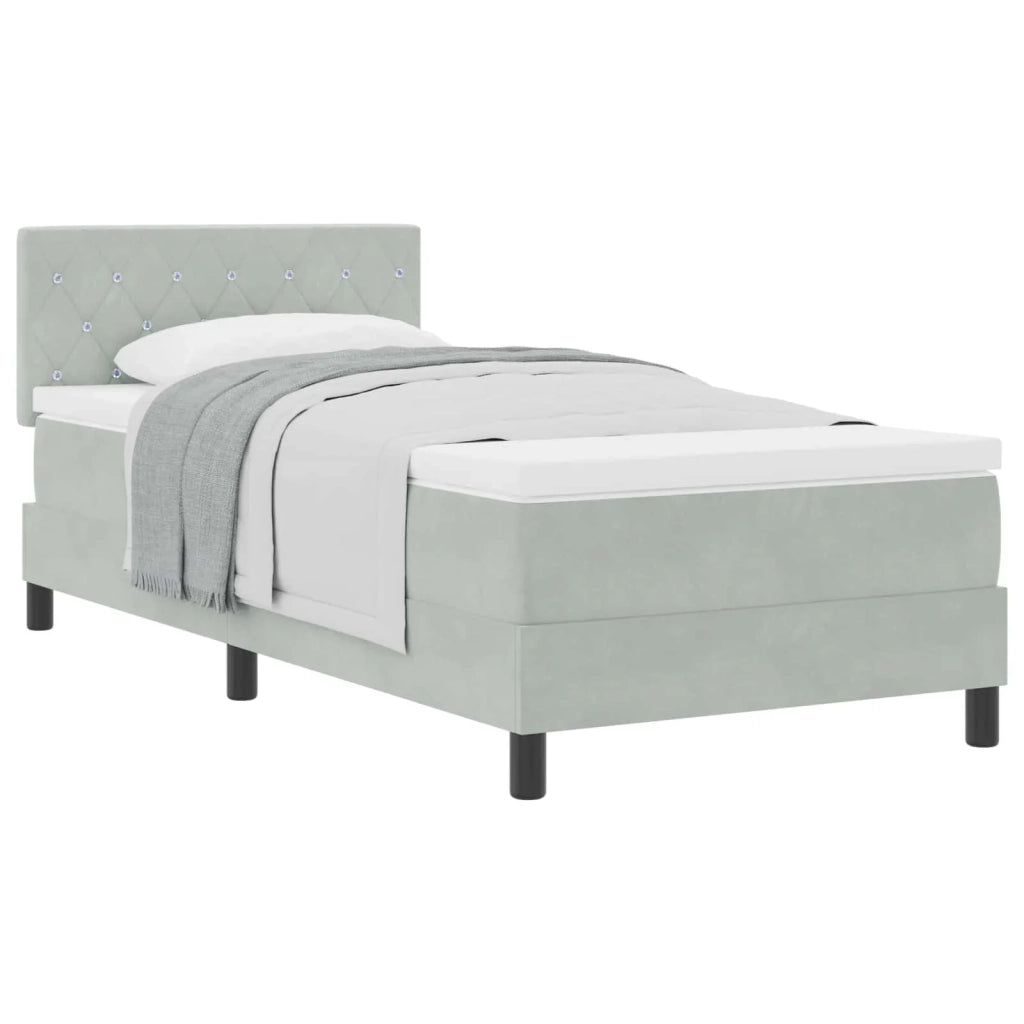 Letto a molle con materasso Grigio chiaro 90 x 190 cm Velluto 3339074