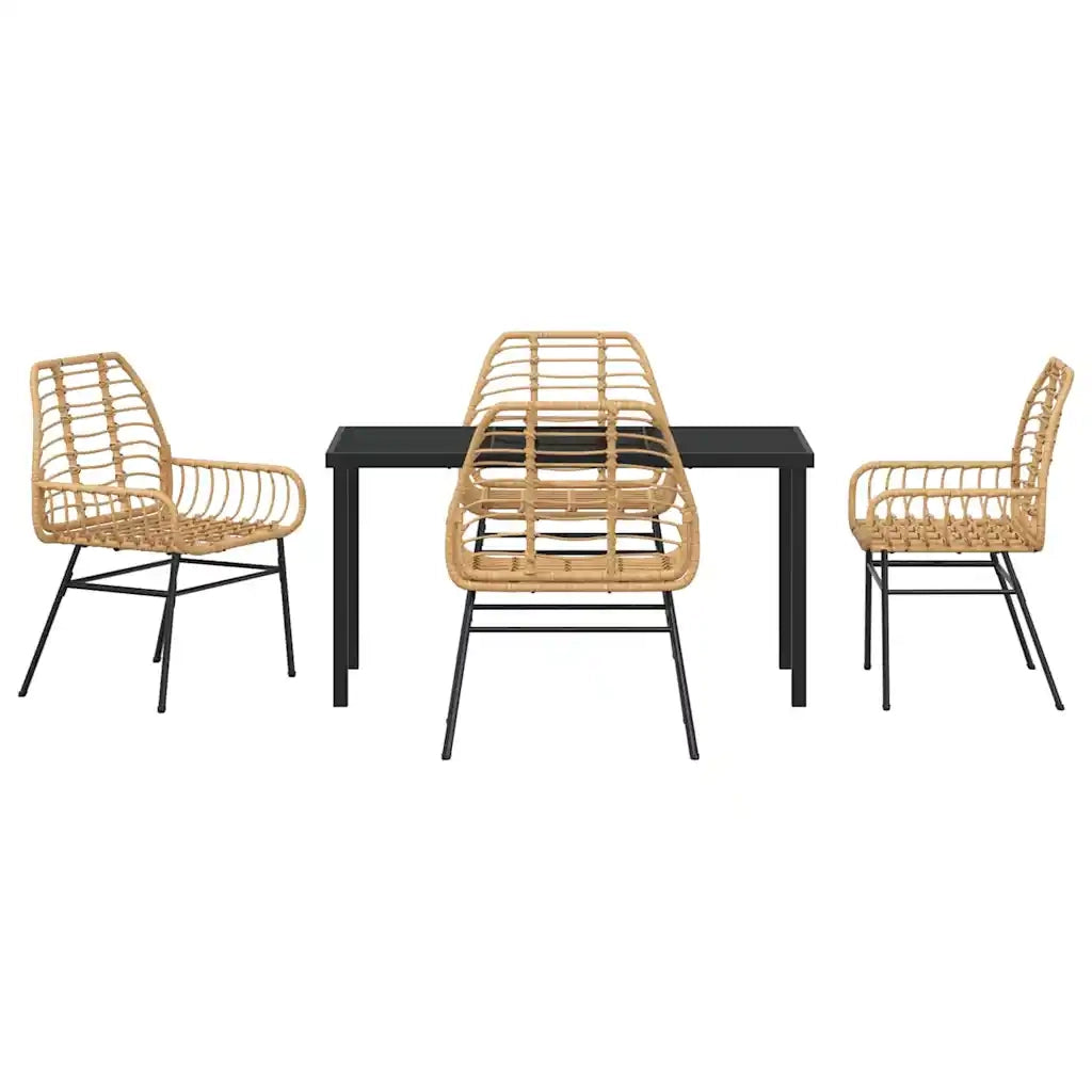 Set da Pranzo per Giardino 5 pcs Marrone polyrattan