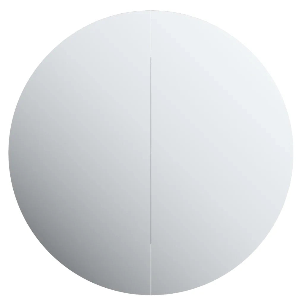 Armadio da Bagno | Mobile da Bagno con Specchio Rotondo e LED Bianco 47x47x17,5cm