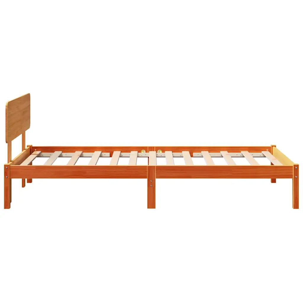 Letto singolo | Letto per adulti | Struttura del letto Marrone cerato 90 x 190 cm Pino massello