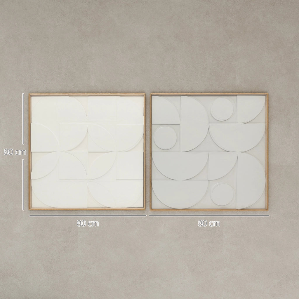 Decorazione Parete 3D Set 2 Pezzi Geometrica ¨C Xylo ¨C Bianco 80x80 cm