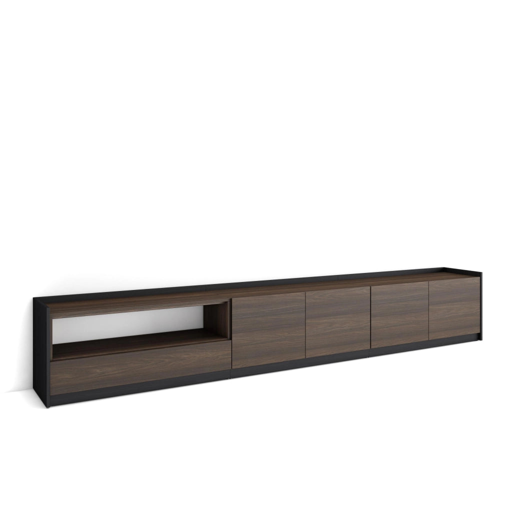 Mobile TV Soggiorno, 310x50x37 cm, Per TV fino a 80", Mobile Soggiorno, Rovere scuro e Nero