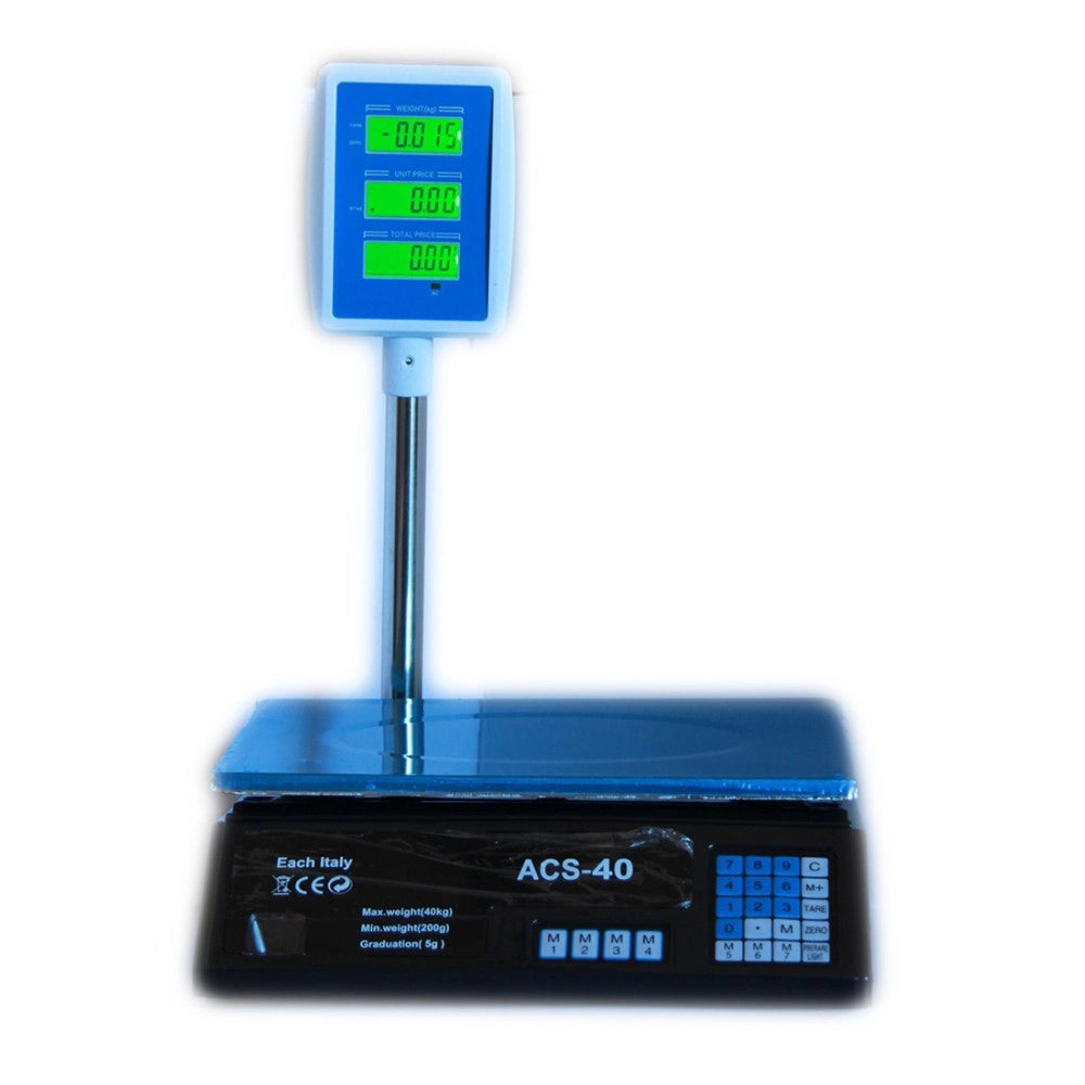 Trade Shop - Bilancia Digitale Elettronica 40 Kg Display Lcd Elettronico Fronte Retro Pesa -