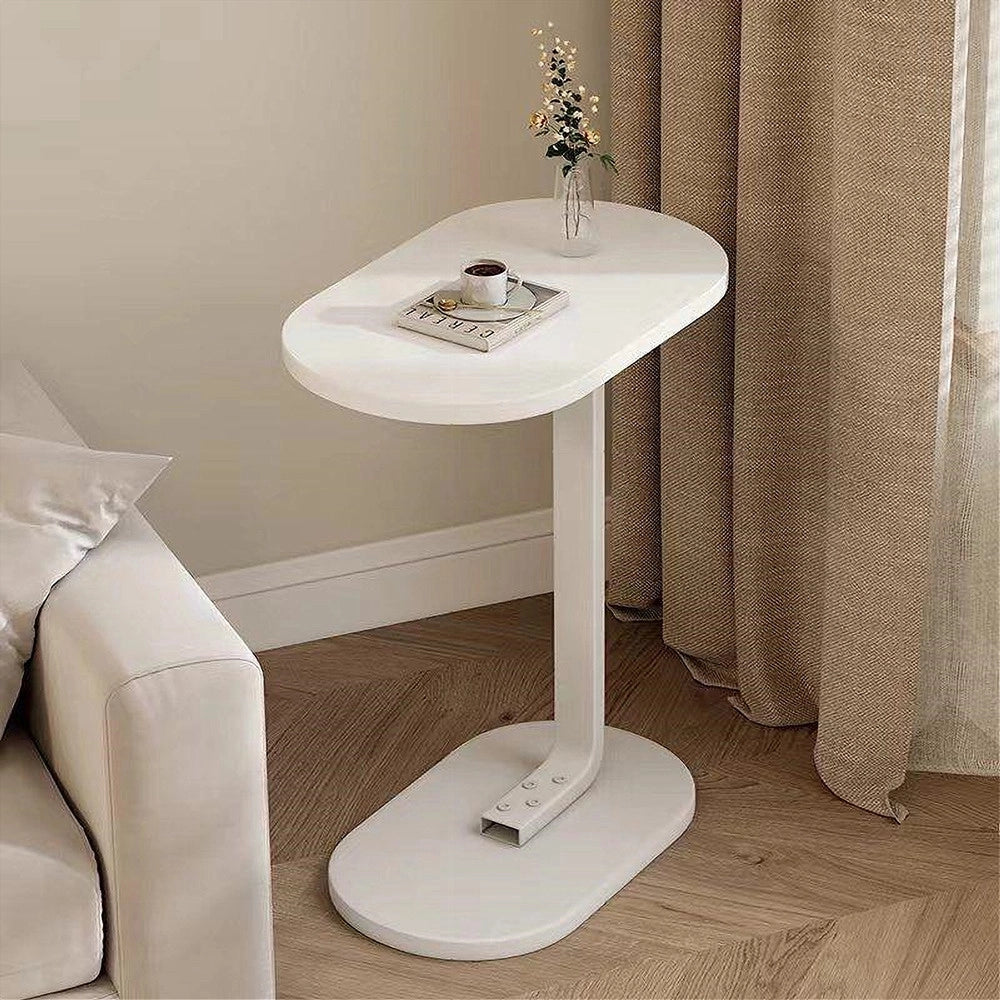 Trade Shop - Tavolino A Forma Di C Per Divano Soggiorno Camera Letto Moderno Portatile Tavolo - Bianco