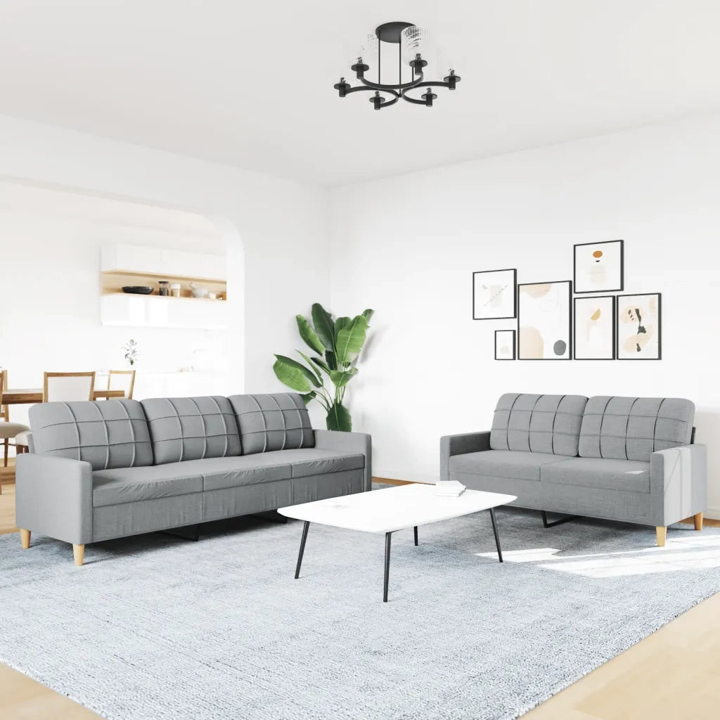 Set di Divani 2 pz Grigio Chiaro in Tessuto