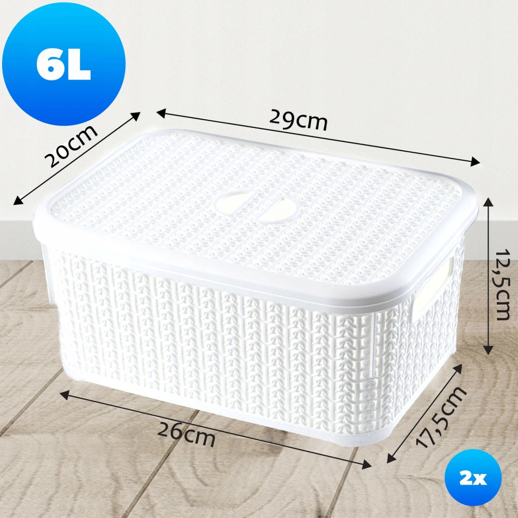 Set di 2 cestini organizer KADAX da 6 litri con coperchio.