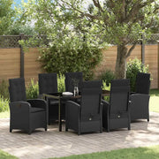 Set da Pranzo per Giardino con cuscino 7 pcs Nero polyrattan