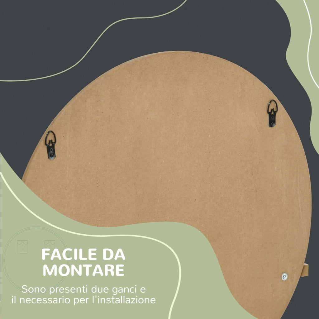 Specchio Bagno Rotondo con Ripiano ¨C zephmum ¨C Truciolato e Vetro, ?45x10 cm
