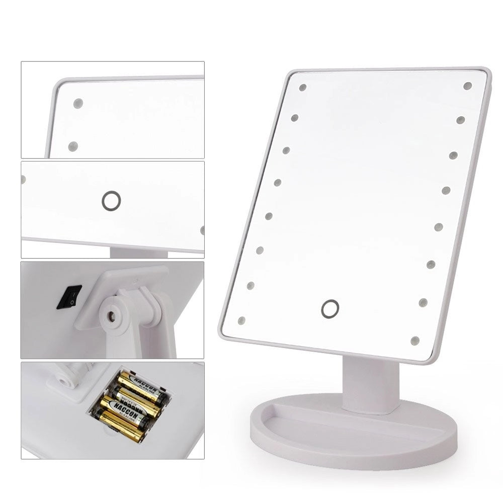 Trade Shop - Specchio 16 Led Orientabile 360 Gradi Touch Screen Bagno Stanza Make Up Mirror -