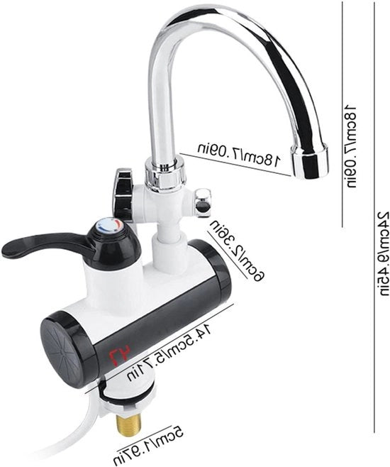 Kraan 360° rotativo per lavabo e doccia - rubinetto elettrico per acqua calda istantanea (EU)