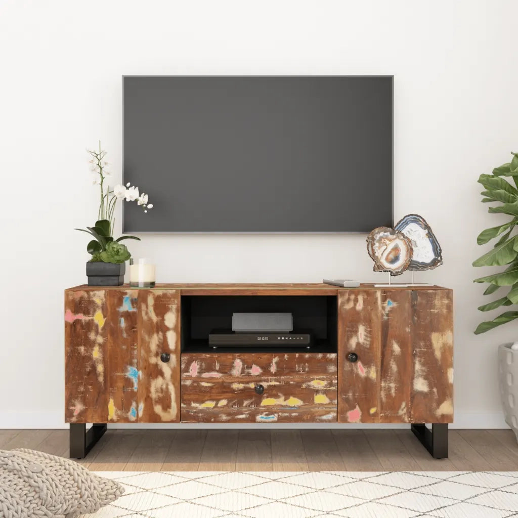 Mobile TV 105x33,5x46cm Legno Massello Recupero e Multistrato 351960