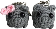 Catena di chiave con oso orso emotivo 2 x catena di chiave - Giocattolo morbido artigianale - Regalo carino e originale - Cattura i cuori con la tua espressione emotiva