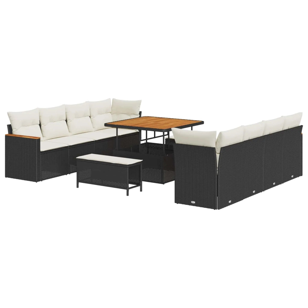 Set Divano da Giardino 11 pcs Nero polyrattan 3362895