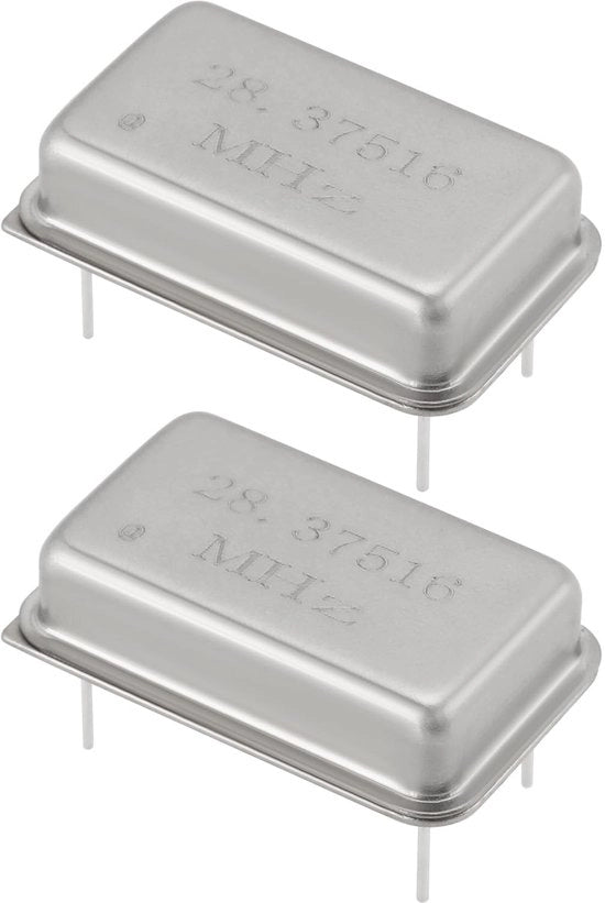 Oscillatore cristallo 28,37516 MHz - set a doppia presa - connessione diretta - montaggio a secco - 4-pini - dimensioni 20x12,5mm
