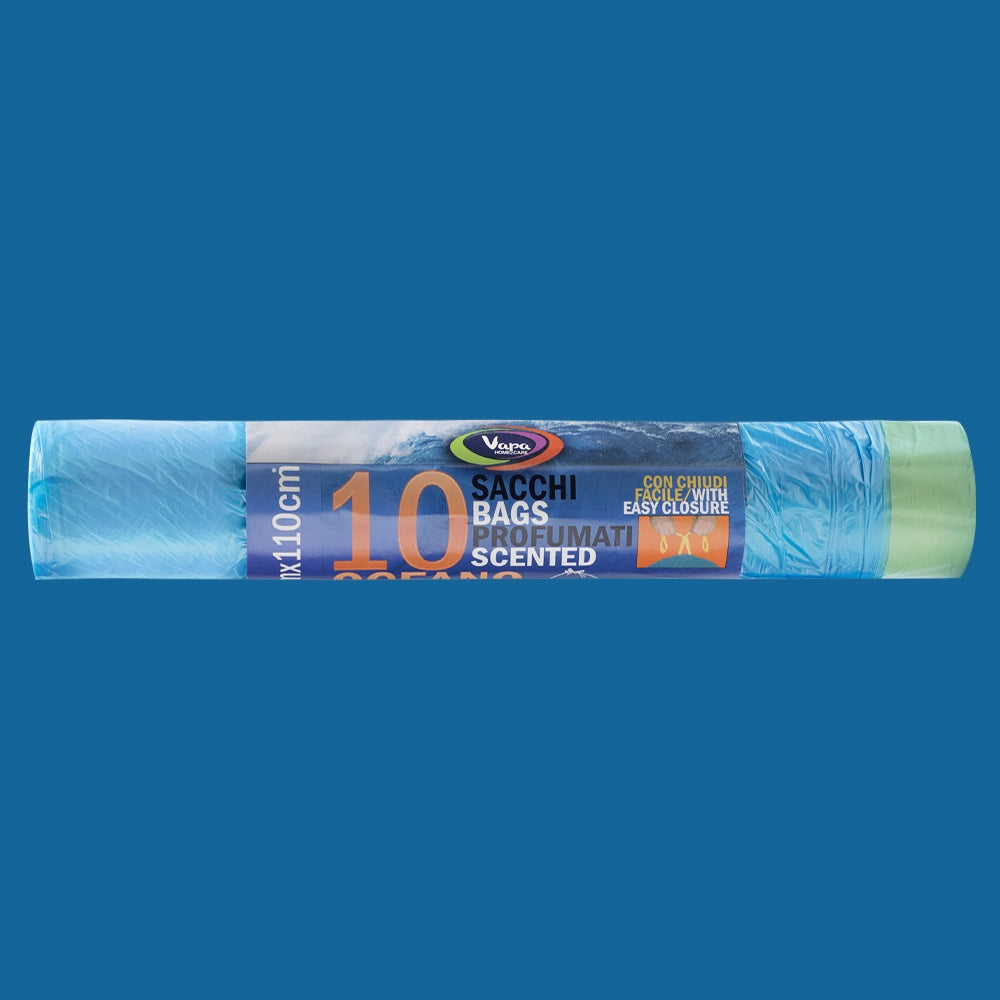 SACCHI BAGS PATTUMIERA PROFUMATI FRAGRANZA OCEANO 70X110 CM 10 PZ CON CHIUSURA FACILE