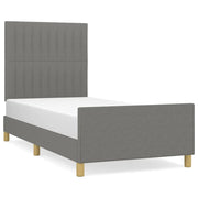 Letto singolo | Letto per adulti | Giroletto senza Materasso Grigio Scuro 90x190 cm Tessuto