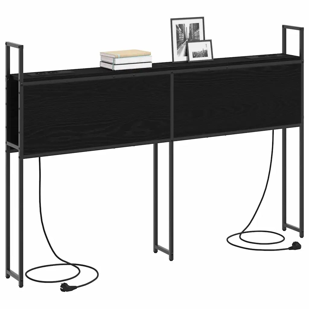 Testiera con Stazione di Carica e Storage Rovere nero 859810