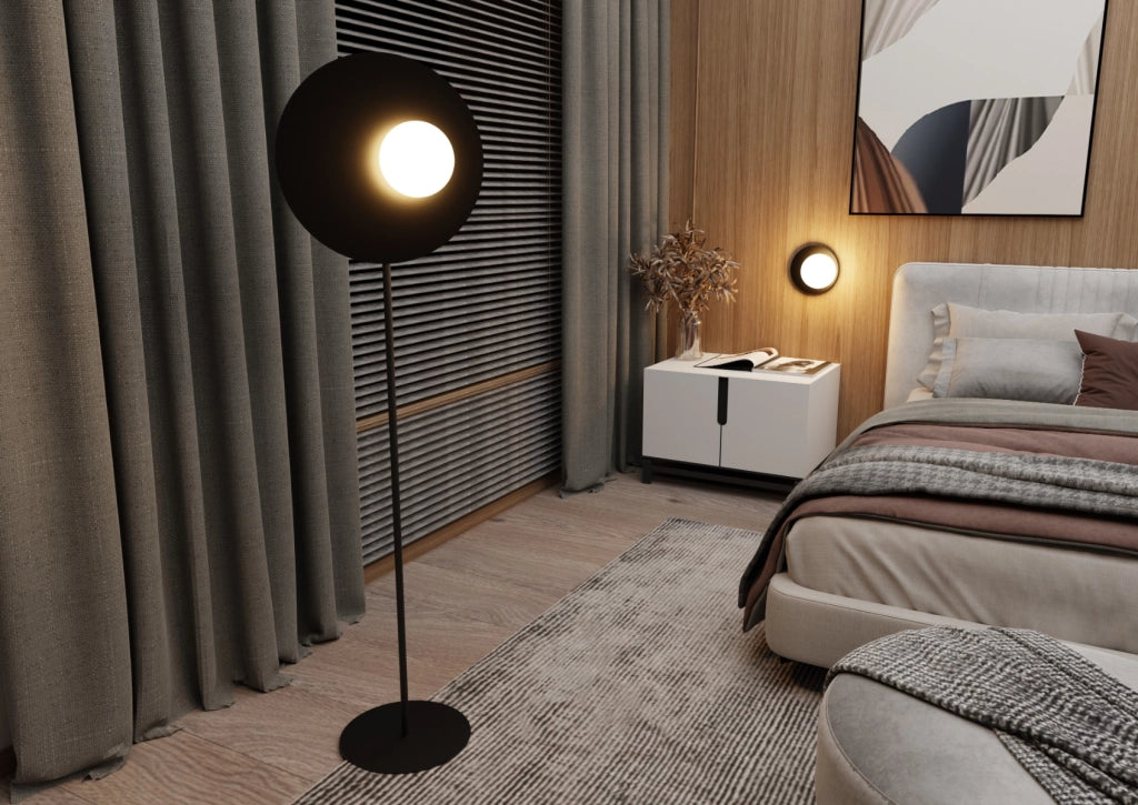 Lampada da terra OSLO nero/opalino E14 Emibig h145