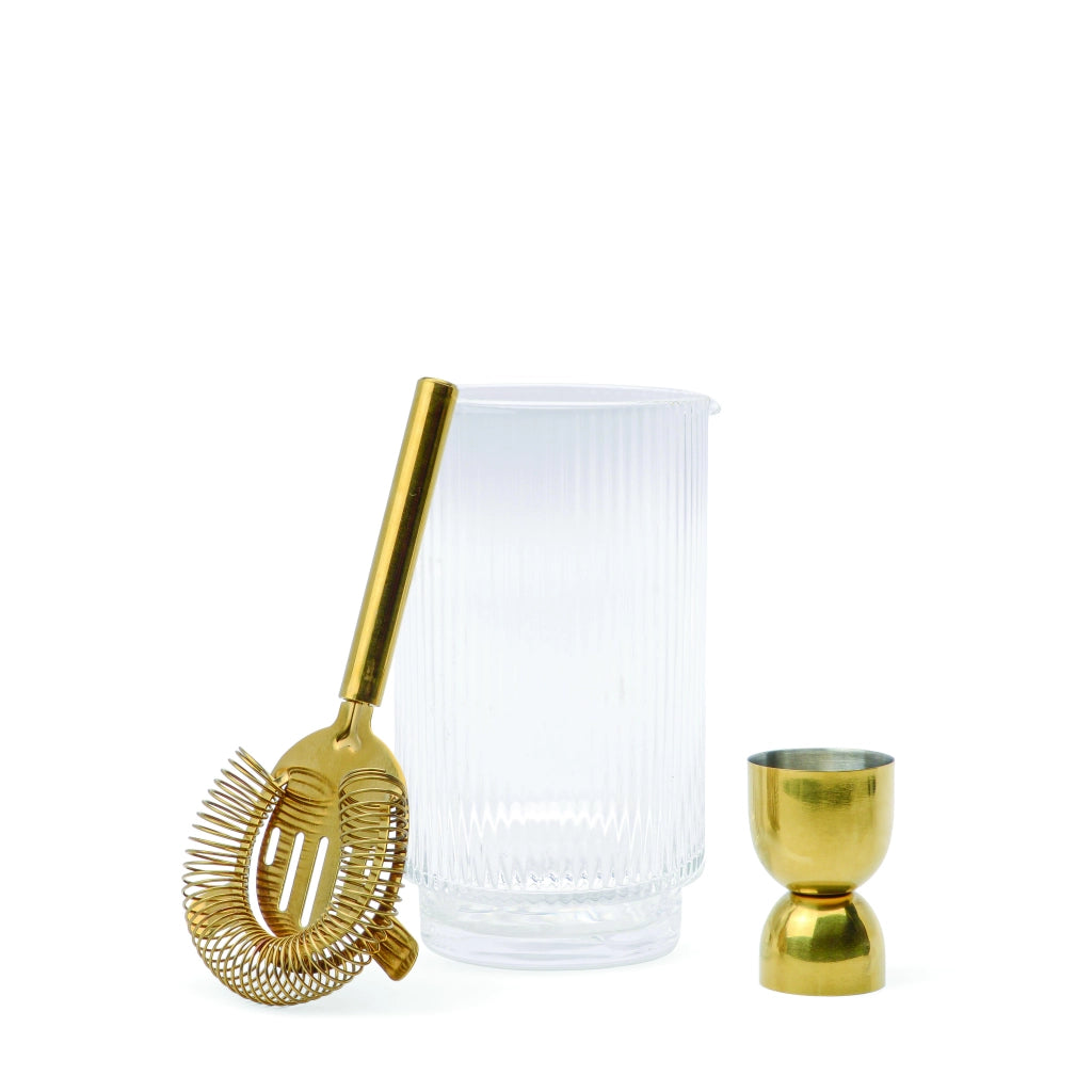 Set di Attrezzi da Bar Renley - Jigger, Colino, Cucchiaio e Bicchiere  - Oro