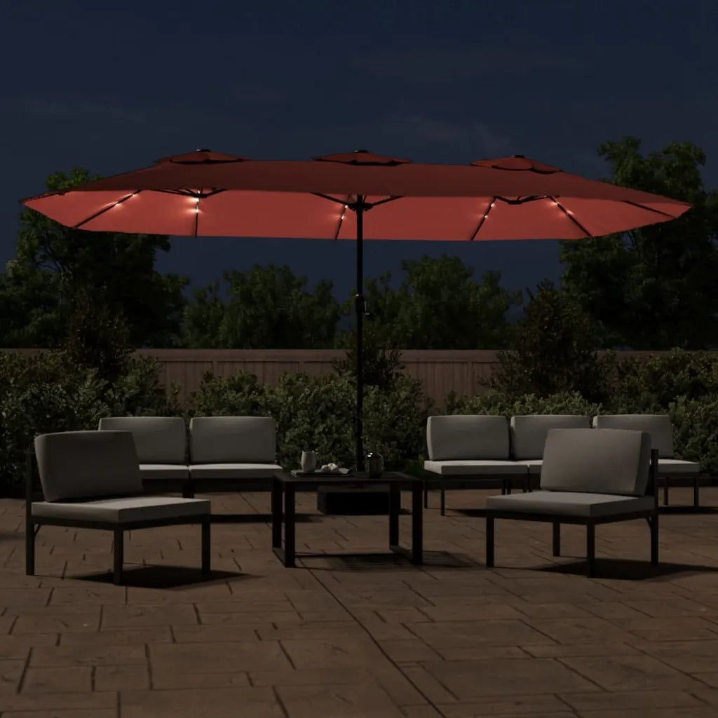Ombrellone a Doppia Testa con LED-Ombrello da giardino Terracotta 449x265 cm