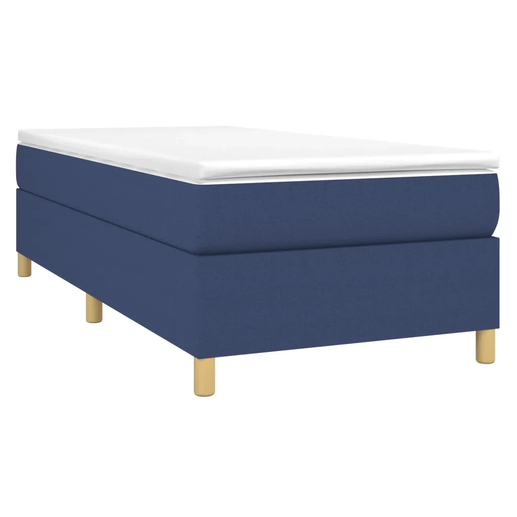 Letto singolo | Letto per adulti | Giroletto a Molle con Materasso Blu 90x190 cm in Tessuto
