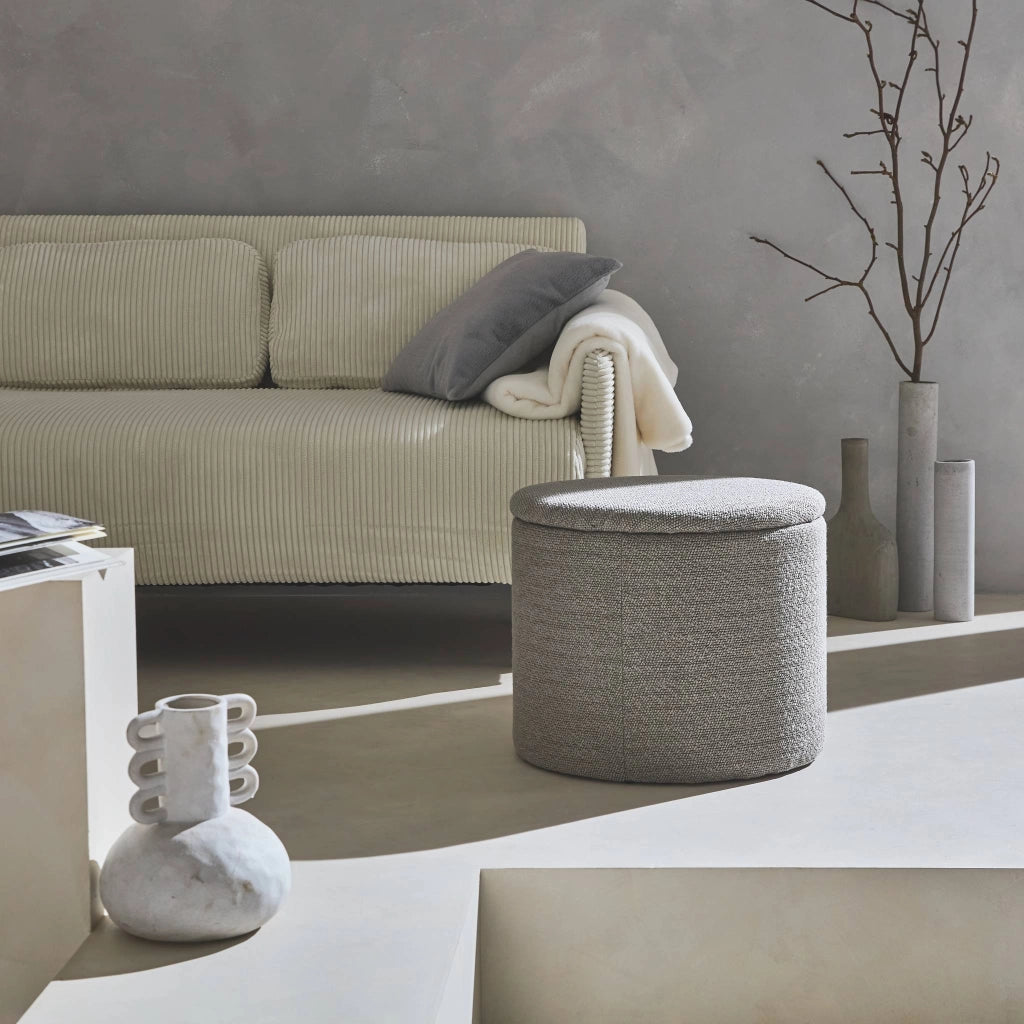 Pouf contenitore in tessuto, talpa