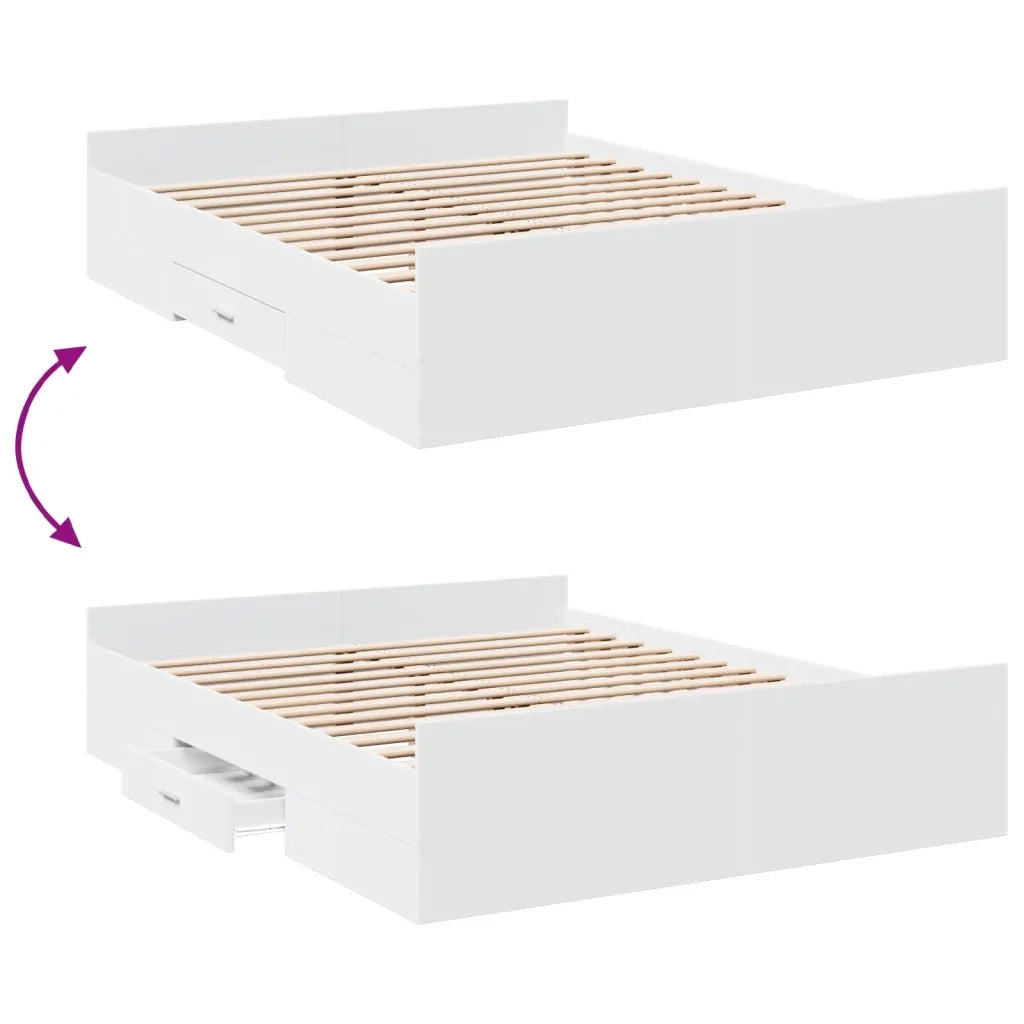 Giroletto con Cassetti Bianco 150x200 cm in Legno Multistrato