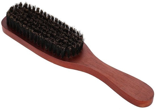 Spazzola per la barba 21cm - pelo di maiale - promuove la crescita della barba - spazzola per baffi/snorre - manico in legno - impugnatura comoda - paletta per la barba