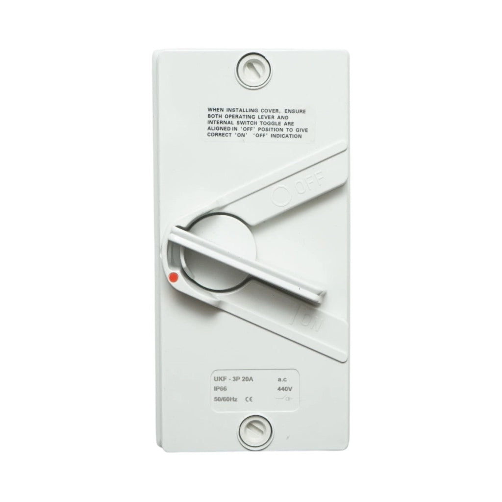 Interruttore sezionatore 3P, 440V AC, 20A ON/OFF con protezione IP66