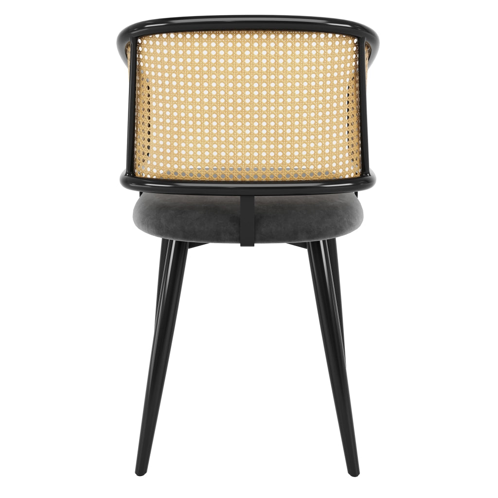 2 sedie da pranzo in rattan con cuscino in velluto e design antiscivolo gambe in ferro effetto legno grigio