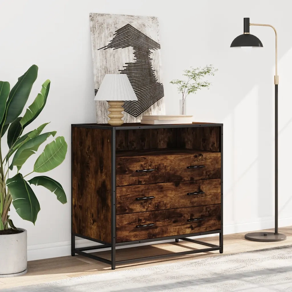 Cassettiera Rovere Fumo 70x41x70 cm in Legno Multistrato 849086