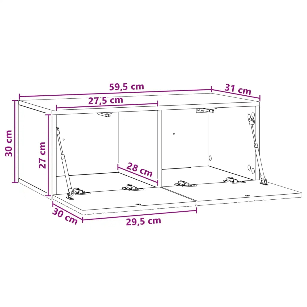Mobile TV da Muro | Armadietto TV | Mobile Porta TV 59,5 x 31 cm Rovere Fumo
