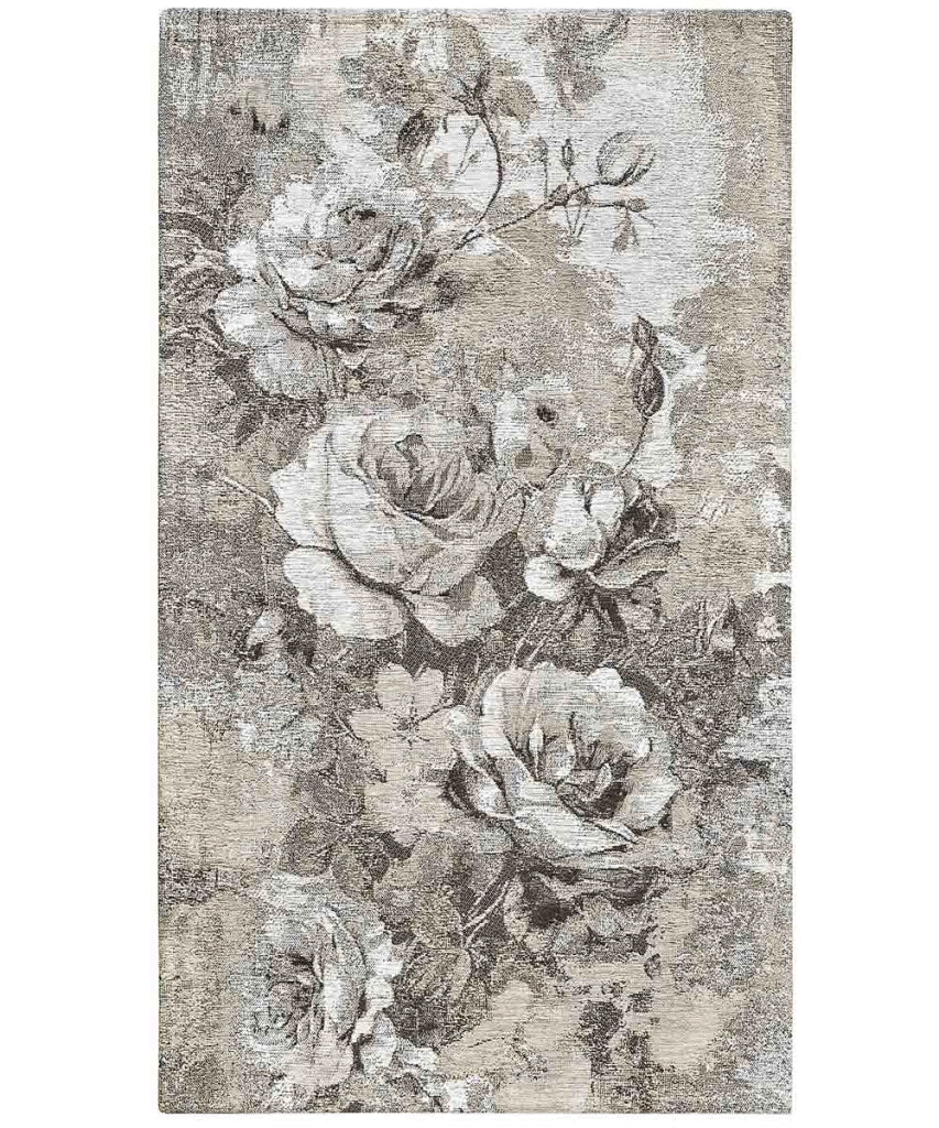 Tappeto Arredo ROSE TORTORA salotto soggiorno camera, disegno floreale giardino fiorito, multiuso lavabile antiscivolo cm.140x200