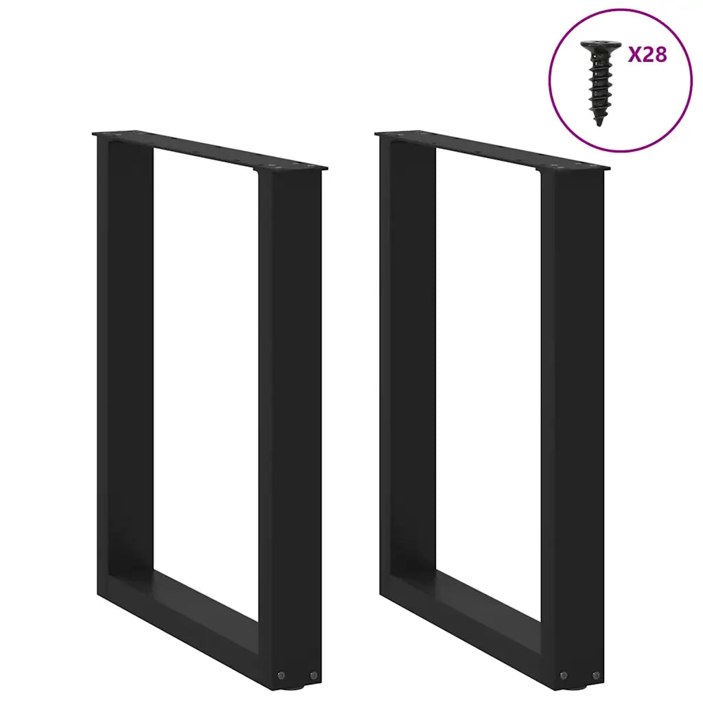 Gambe per tavolo da pranzo a forma di U 2 pz nere 70x(72-73) cm in acciaio 4013184