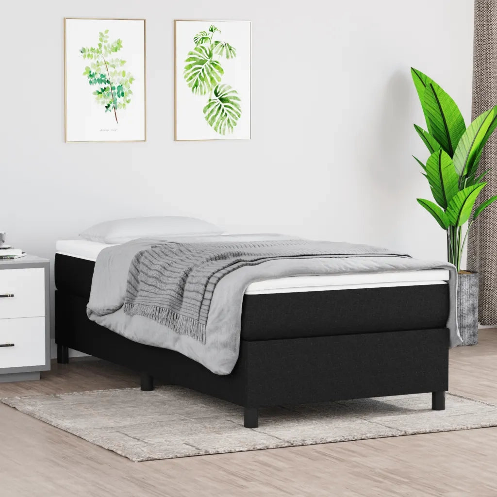 Giroletto a Molle con Materasso-Struttura Letto Nero 80x200 cm inTessuto 499867